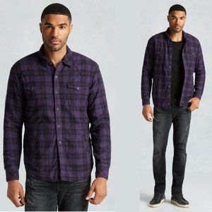 TRUE RELIGION WESTERN SHIRT JACKET PURPLE PLAID S